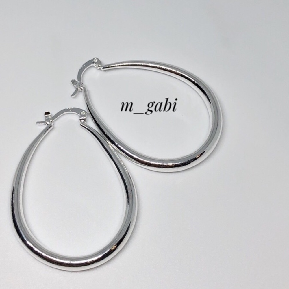 2” Sterling silver oval hoops - Picture 2 of 4